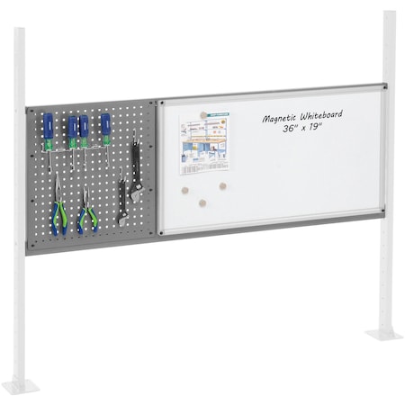 Global Industrial 18in Pegboard & 36in Whiteboard Panel Kit, 60inW, Gray 319176GY